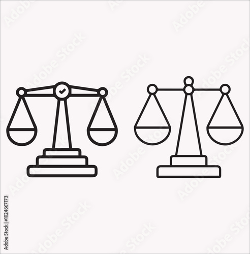 Black icon collection of libras or balance scales. Justice uses icons as scales. balance of the vintage scale. The risk assessment symbol or the justice scales icon