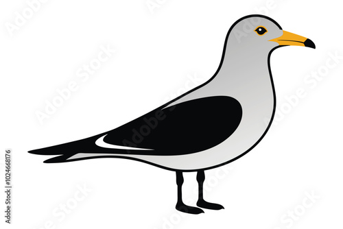 Solid color Ring-billed Gull animal vector design