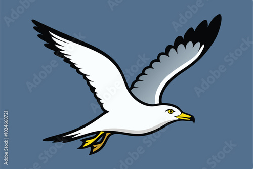 Solid color Ring-billed Gull animal vector design