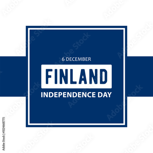 Finland Independence Day, minimalist simple design for poster, sticker, sign or banner. Text Finland Independence Day, 6 december on white and blue background.