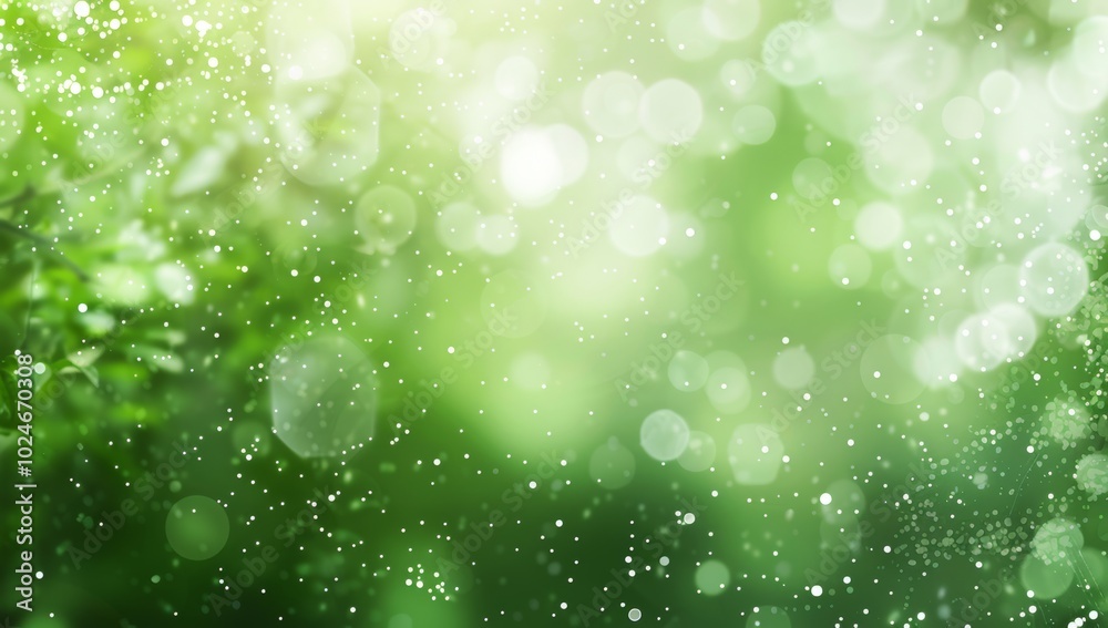 Abstract green bokeh background with particles and dust, green blurred sparkles, sparks, spots and effect and dust Abstract green bokeh background with particles and dust, green blurred sparkles, sparks, spots and effect and dust