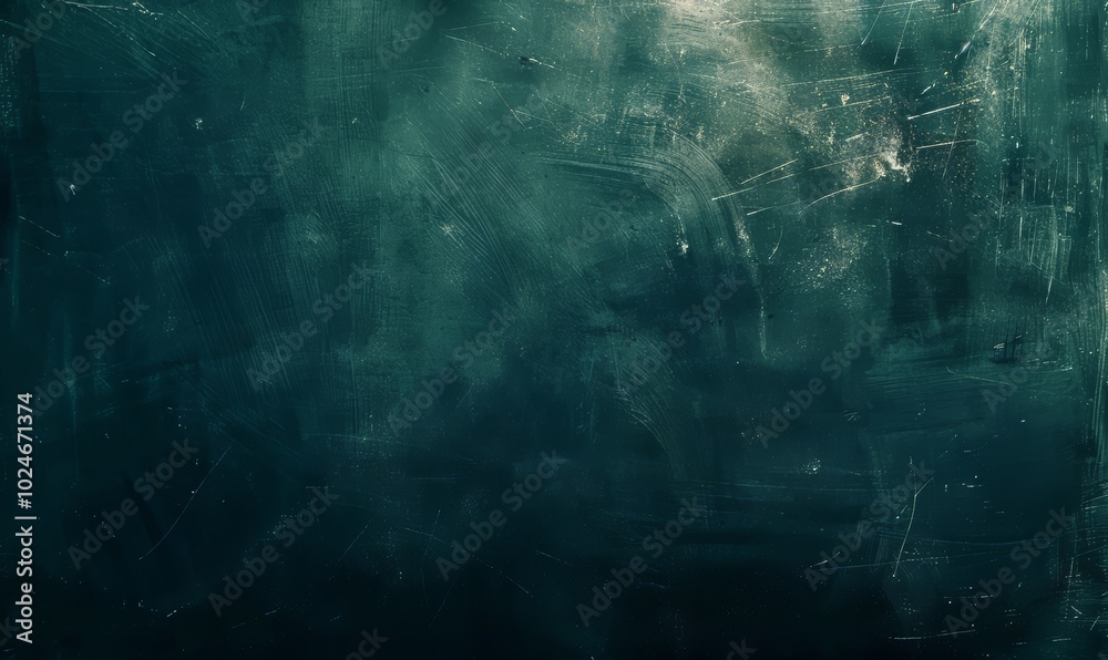 Obraz premium Dark green watercolor texture with black swirls, in the style of a matte paper background. Banner abstract background of green emerald marble surface. Painted surface with rough textured