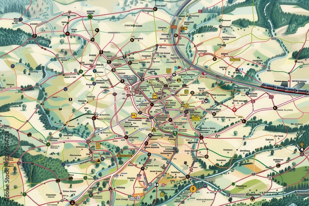 Fototapeta premium Urban Mobility. Transport map creator high detailed wallpaper concept