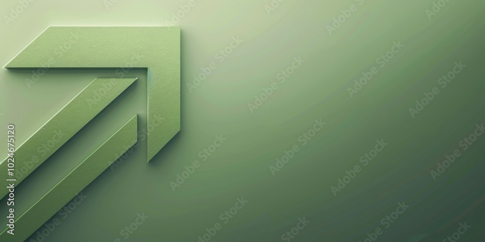 Abstract green gradient background with an arrow-shaped elements arrow flat design, vector illustration, 2D, minimalism website banner.