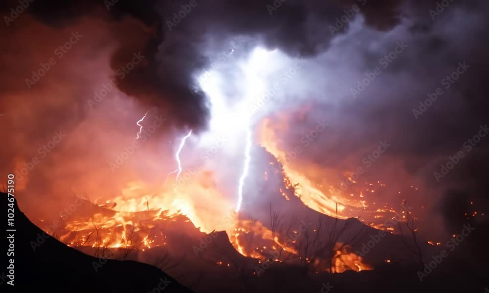 Lightning Strikes a Burning Mountain Lightning Strikes a Burning Mountain