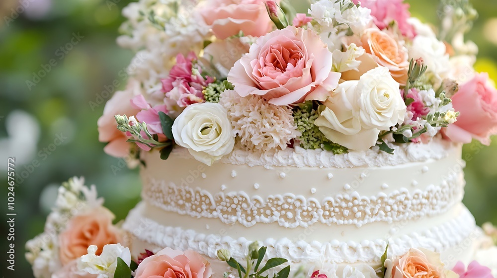 wedding cake with flowers wedding cake with flowers