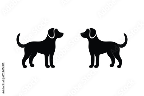 Dog silhouette vector art illustration. Dog art set, Black Dog drawing