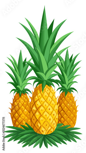 pineapple vector illustration - vector illustration of pineapple isolated on white, pineapple vector art