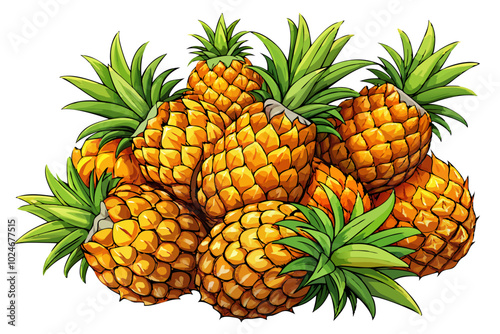 pineapple on white, pineapple vector illustration - vector illustration of pineapple isolated on white, pineapple vector art