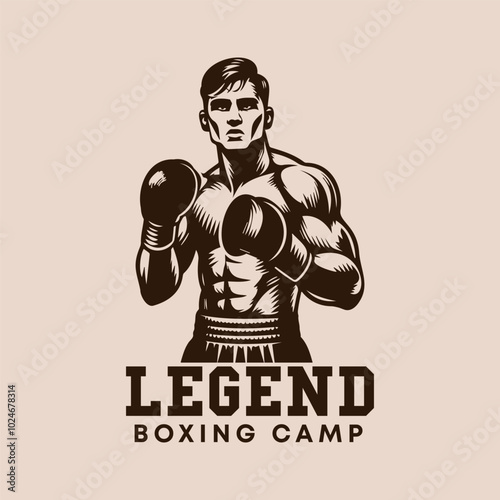Half Body of a Boxer  Wearing Boxing Gloves