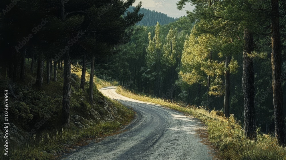 Obraz premium Mountain pass in woods