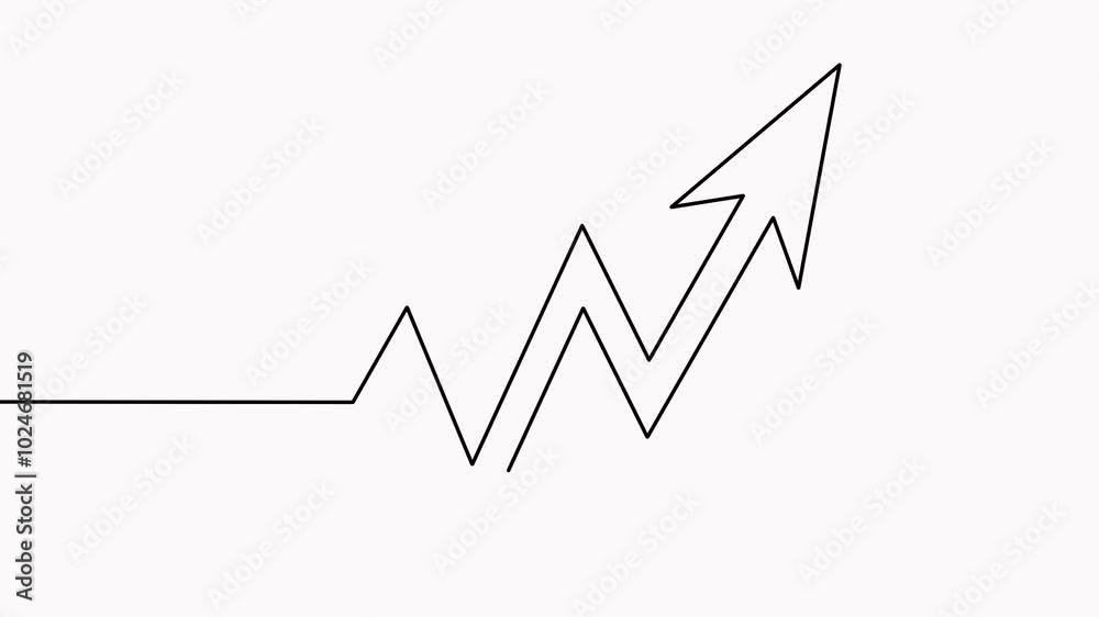 Continuous line drawing arrow up animated video. Continuous line drawing arrow up animated video.
