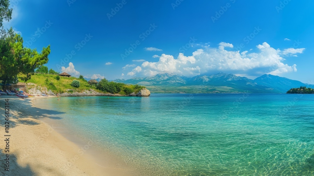 Fototapeta premium Sandy Ksamil, Albania, summer morning.