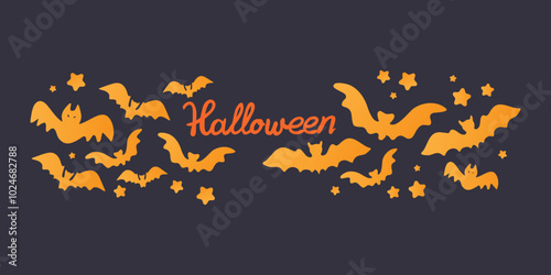 Halloween invitation card. Vector illustration. Bats vector illustration.