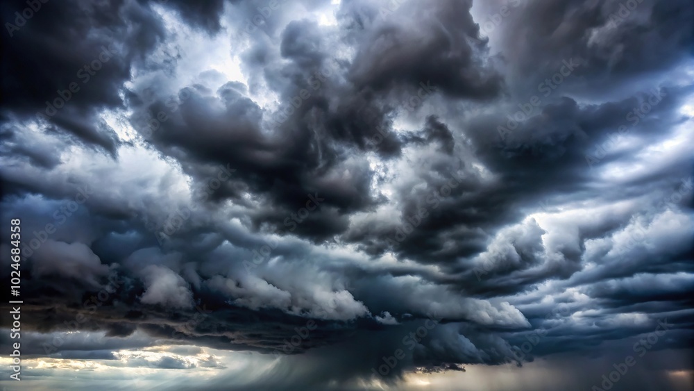 Fototapeta premium Stormy rain clouds in the sky silhouette