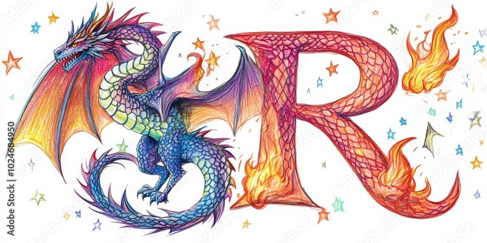 Dragon forming letter Dragon forming letter