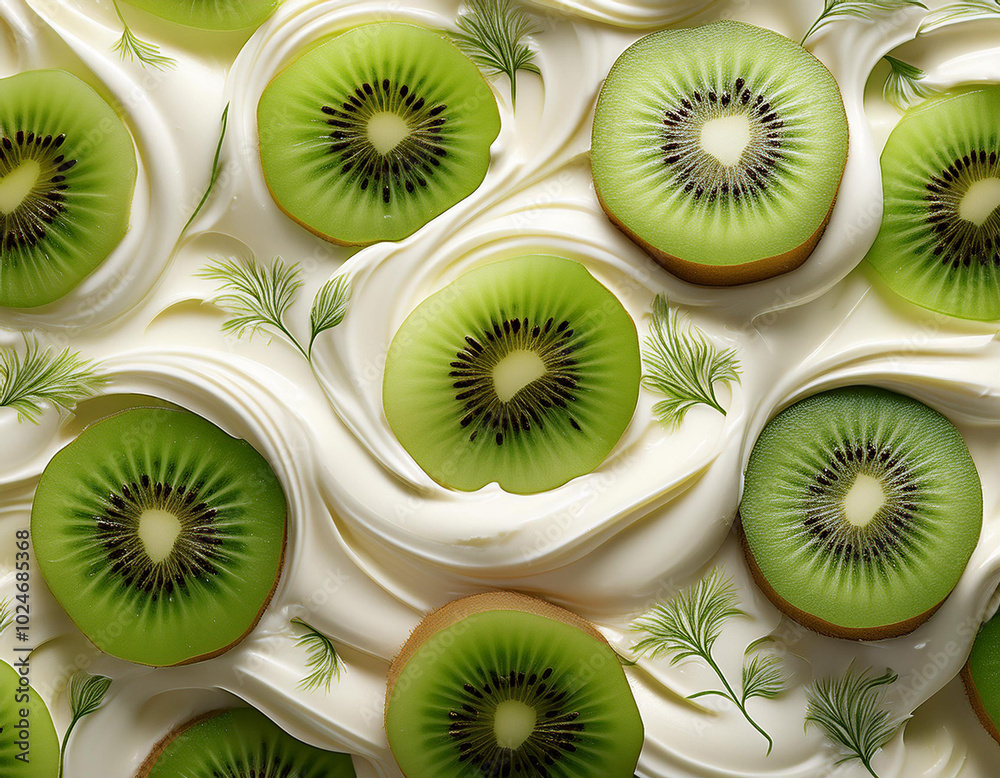 kiwi fruit with cream cheese texture