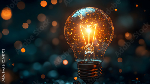 light bulb on black background