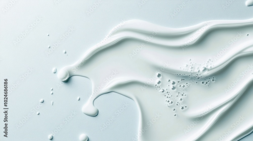 Spilled milk creating smooth curves on a pastel light blue background, soft and elegant. Spilled milk creating smooth curves on a pastel light blue background, soft and elegant.