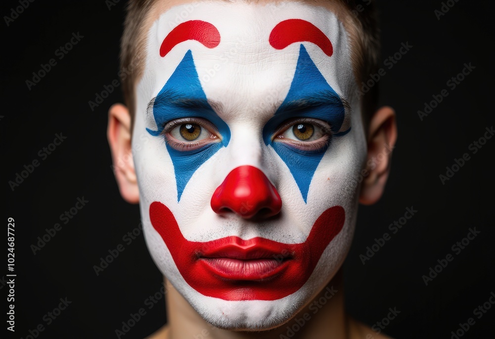 portrait of a clown with painted face portrait of a clown with painted face