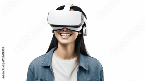 Young asian woman wearing VR