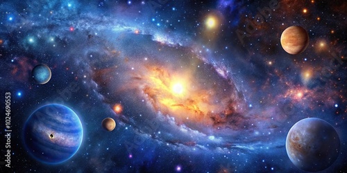 Stunning realistic wallpaper of a deep space starry astrophotography universe backdrop photo