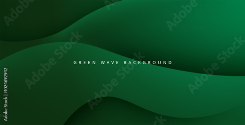 Multi layers green texture 3D papercut layers in gradient vector banner. Abstract paper cut art background design for website template. Topography map concept or smooth origami paper cut