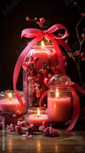 décoration floral sur une table accompagné de bougies et de cadeaux pour Noel ou anniversaire, bien être détente