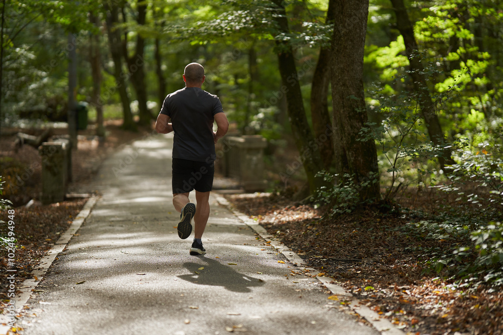 Obraz premium Athletic man running in park
