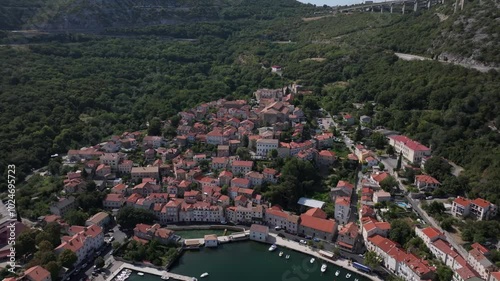 Croatia Bakar small village Europe over drone
