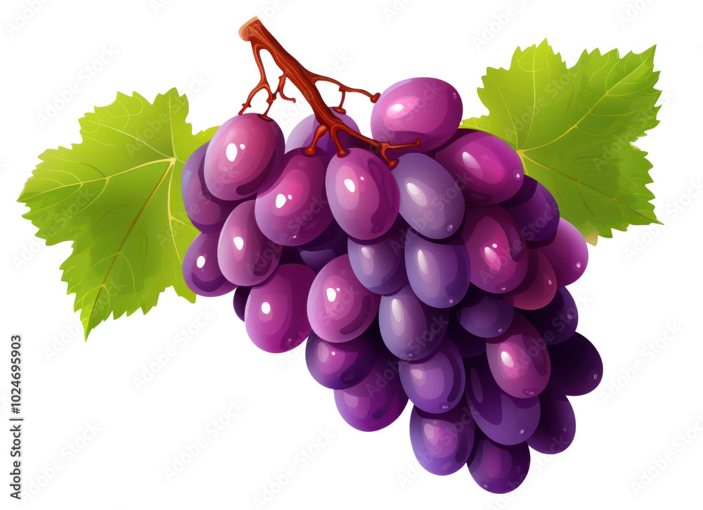 Fototapeta premium PNG Grapes fruit plant food, digital paint illustration.