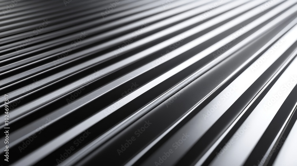 A close-up view of shiny, parallel metal strips creating a sleek, modern aesthetic. A close-up view of shiny, parallel metal strips creating a sleek, modern aesthetic.