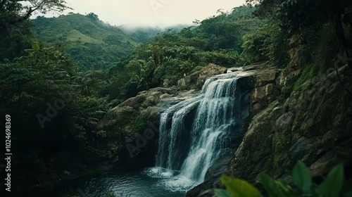 Horton Plain's waterfall fed by Belihul Oya. photo