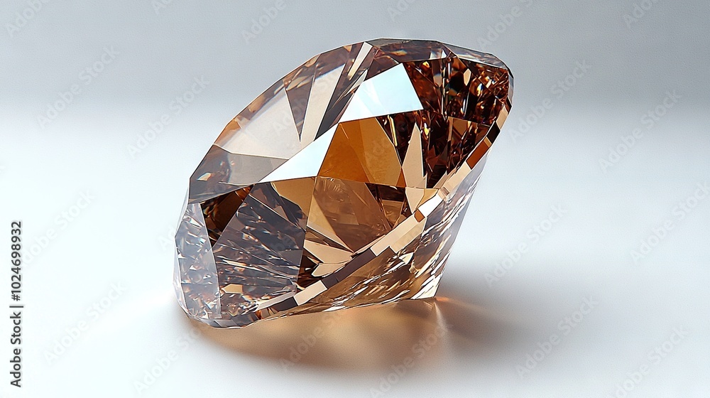 A large, brown diamond sits atop a white table, adjacent to a black and white clock mounted on the wall A large, brown diamond sits atop a white table, adjacent to a black and white clock mounted on the wall