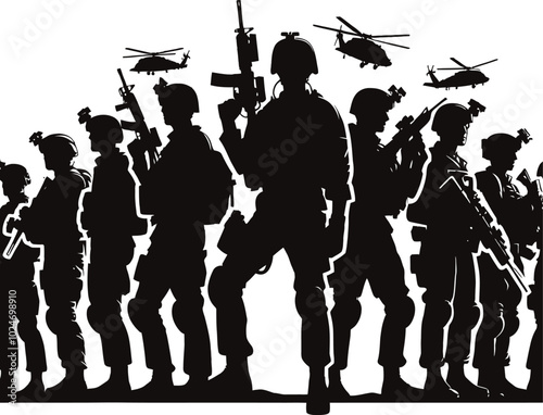 silhouettes of soldiers