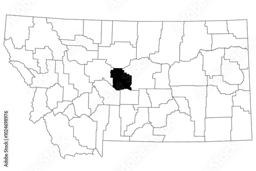 Map of Judith basin County in Montana state on white background. single County map highlighted by black colour on Montana map. UNITED STATES, US photo