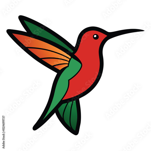 Solid color Rufous Hummingbird animal vector design