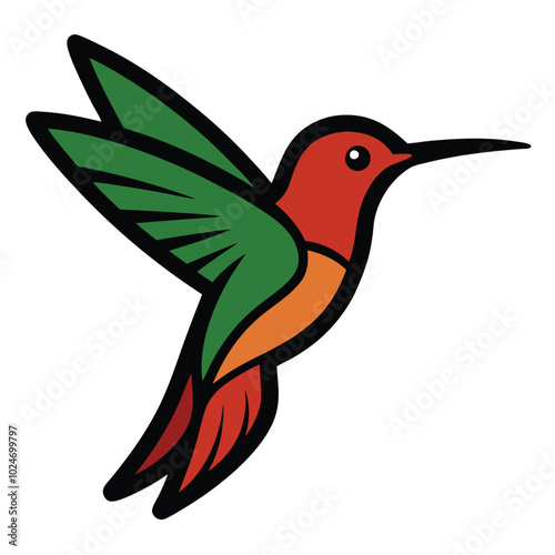 Solid color Rufous Hummingbird animal vector design