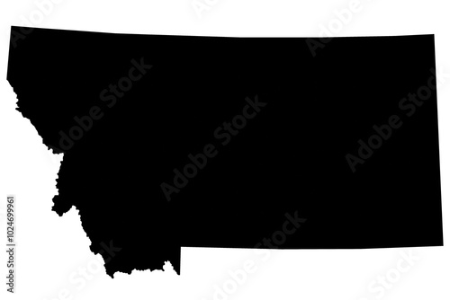 High detailed illustration map - solid Montana State Map