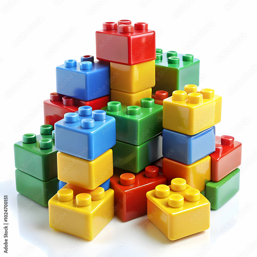 A pile of colorful toy building blocks ready for play.** A pile of colorful toy building blocks ready for play.**
