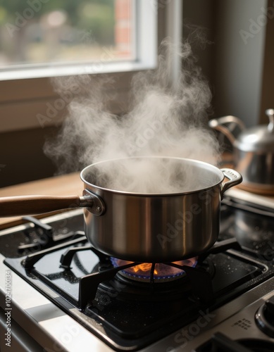 boiling water in the kitchen