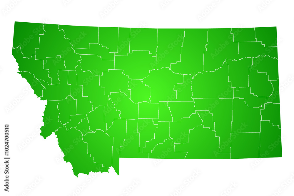 Fototapeta premium Montana administrative map. counties map of Montana, blank Map, empty map of Montana
