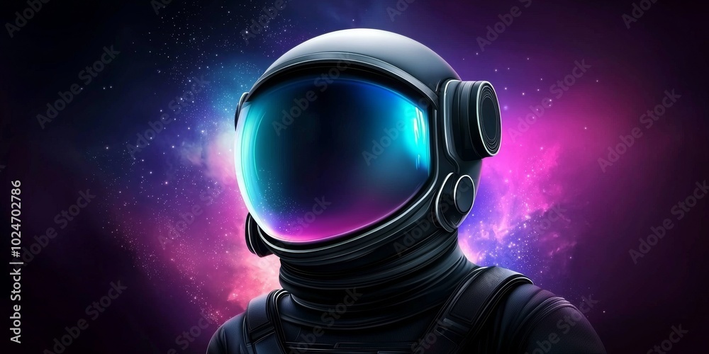 Futuristic Astronaut Avatar With Neon Lights And Cosmic Background Futuristic Astronaut Avatar With Neon Lights And Cosmic Background