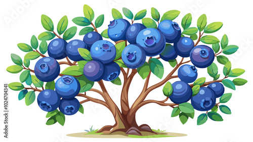 blueberries on a branch, blueberry illustration - vector illustration of blueberry isolated on white, blueberry vector art