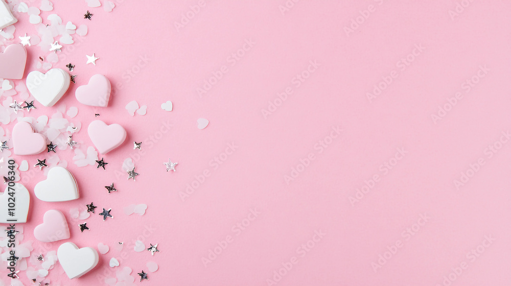 Colorful Hearts and Stars Creating a Festive Atmosphere for Love and Celebration