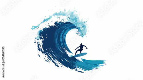 Surfer conquers a wave. Extreme sport. Surfing.