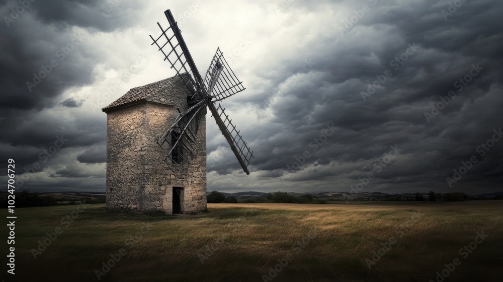 Obraz premium Electric windmill in Zaragoza, Aragon, Spain.