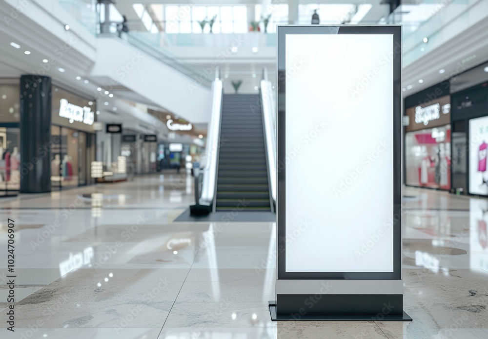 Mock up, empty digital billboard in shopping mall Mock up, empty digital billboard in shopping mall