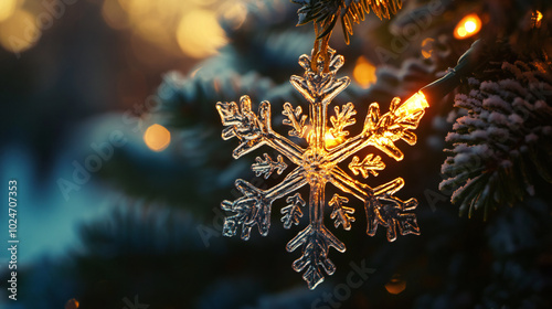 A radiant snowflake ornamen...