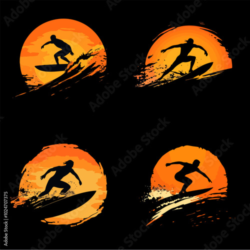 Surfer conquers a wave. Extreme sport. Surfing.